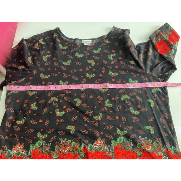 Bonworth XL Sequin Poinsettia Christmas Holiday Shirt Sweater Holly - Picture 3 of 6